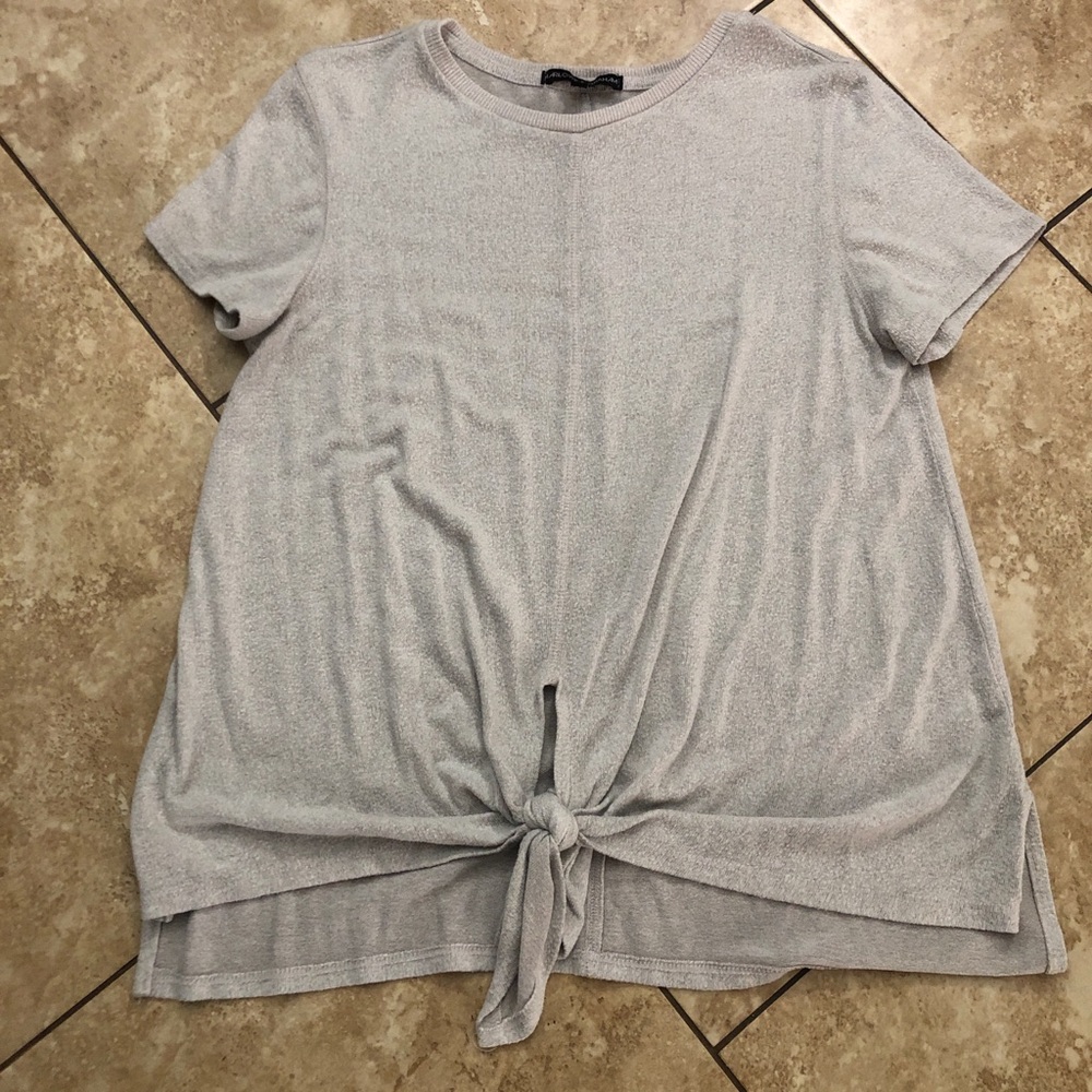 Harlowe & Graham Heather Gray Knot-Front Tee